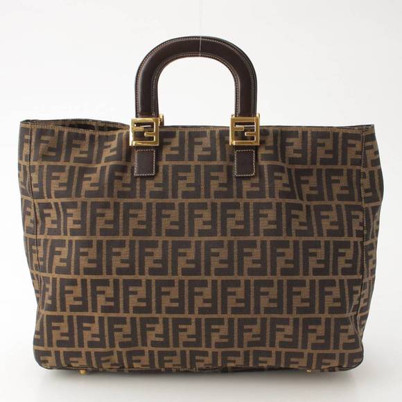 Fendi F canvas Zucca handbag fittings Brown metal - Picture 3 of 10